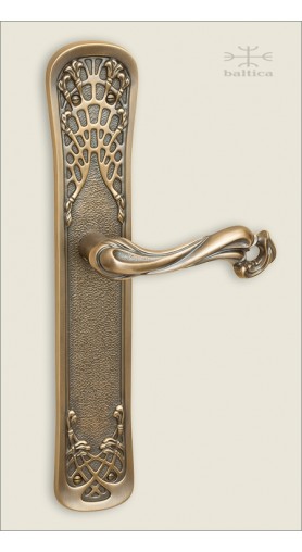 Dalia backplate T, 32.8cm & lever - antique brass - Custom Door Hardware