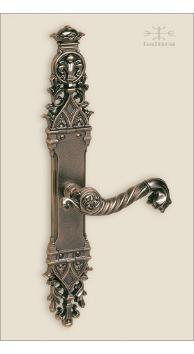 Davide backplate 40.5cm & leaf lever - antique bronze -  Custom Door Hardware