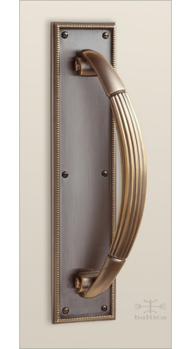Dublin backplate II & door pull - antique brass - Custom Door Hardware