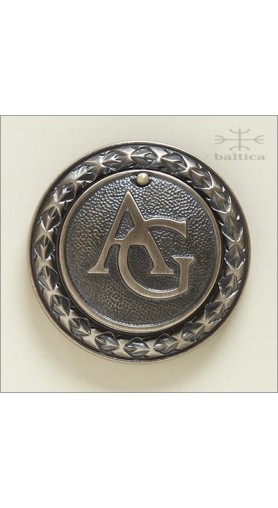 Anastasia cylinder collar with monogram - antique brass - Custom Door Hardware