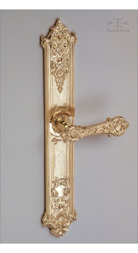 Aurelia backplate B, 39.5cm & lever - polished gold - Custom Door Hardware