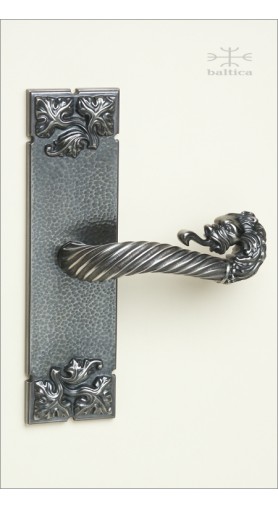 Davide leaf backplate 23cm & lever SL | antique nickel | Custom Door Hardware 
