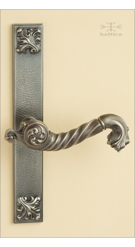 Davide leaf backplate narrow & lever - antique brass - Custom Door Hardware