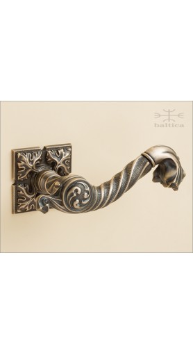 Davide Leaf lever & Leaf II rose - antique brass -Custom Door Hardware