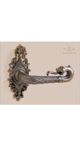 Davide Lion lever & privacy rose 144mm - antique bronze - Custom Door Hardware 