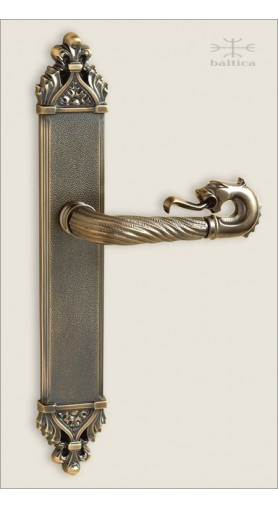 Davide narrow backplate 31.9cm & lion lever - antique brass - Custom Door Hardware