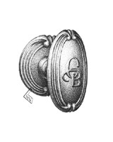 Custom Door Hardware Chartres door knob w/ monogram & rose 52mm