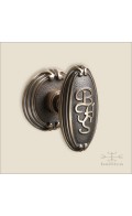 Chartres door knob w/ monogram BHS & rose 52mm - antique bronze - Custom Door Hardware