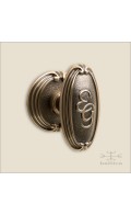 Chartres door knob w/ monogram EG & rose 52mm - antique bronze - Custom Door Hardware