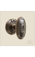 Chartres door knob w/ monogram G & rose 52mm - antique bronze - Custom Door Hardware