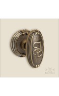 Chartres door knob w/ monogram ID & rose 52mm - antique brass - Custom Door Hardware