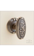 Chartres door knob w/ monogram TNS & rose 52mm - antique bronze - Custom Door Hardware