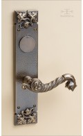 Davide leaf backplate 30cm w/ cyl lid & leaf lever - antique bronze - Custom Door Hardware