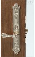 Aurelia backplate B, 39.5cm & lever mount2 | polishede bronze | Custom Door Hardware