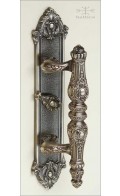 Aurelia offset door pull T with backplate- antique brass - Custom Door Hardware