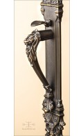 Davide lion thumblatch close-up | antique bronze | Custom Door Hardware