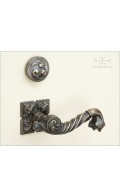 Davide Leaf lever & Leaf II rose w cylinder collar - antique brass - Custom Door Hardware