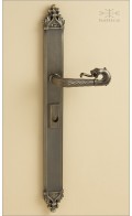 Davide narrow backplate 49.2cm w/ cyl encl & lion lever - antique brass -  Custom Door Hardware