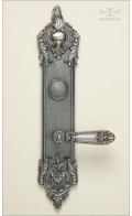Ilyria backplate 40.6cm & lever w/ cyl lid | antique brass |  Custom Door Hardware 