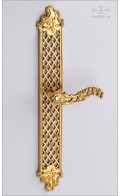 Lattice backplate & lever | polished gold | Custom Door Hardware