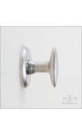 Riverwind cabinet knob as turnpiece with Palanga rose, side view - satin nickel - Custom Door Hardware