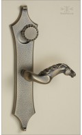Telluride backplate H, 32cm & lever H w open cyl lid Nr.21 | antique brass | Custom Door Hardware 