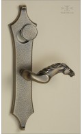Telluride backplate H, 32cm & lever H w open cyl lid P | antique brass | Custom Door Hardware 